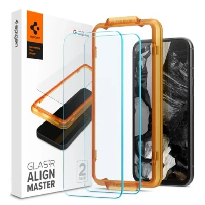 Abbildung von Spigen AlignMaster Schutzfolie kompatibel mit Google Pixel 8a, 2 Stück, Kratzfest, 9H Härte Folie