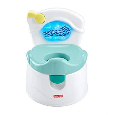 Abbildung von Fisher Price Meeresrausch Töpfchen, Baby Toilette, mit Geräuschen und Lichtern, abnehmbarer Toilettenaufsatz, für Kleinkinder, GWD37