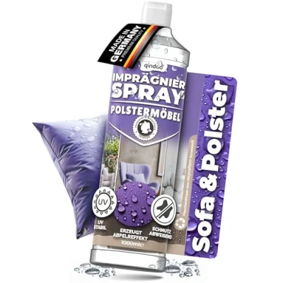 Abbildung von Qindoo Imprägnierspray für Sofa &amp; Polster Möbel, Couch, Autositze, PFC frei, Made in Germany, 1L Nachfüllflasche