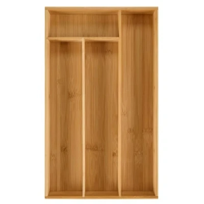 Abbildung von Blumtal Besteckkasten aus 100% Bambus Schubladentrenner Küche mit 4 Fächern Küchen Organizer Box Organzier Schublade passend für IKEA Maximera Schubladen Trenner Besteckeinsatz