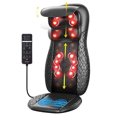Abbildung von RENPHO Massagesitzauflage, Geschenke für Männer Weihnachten, Shiatsu Massageauflage Rückenmassagegerät mit DREI Massagezonen Wärmefunktion und Vibrationsmassage, Tiefenmassage Rollmassage Nacken