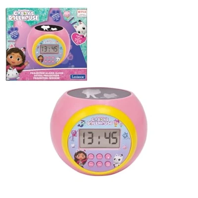 Abbildung von Lexibook, Gabby&#039;s Dollhouse, Projektionswecker mit Alarm und Schlummerfunktion, Nachtlicht Timer, LCD Bildschirm, Batteriebetrieben, Rosa, RL977GDH