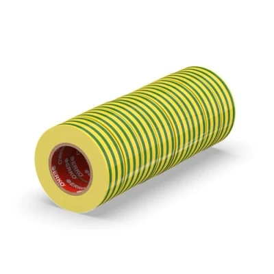 Abbildung von ERKO Isolierband Gelb grün 8er Pack 19mm x 20m PVC, Elektrische Leitungen Reparatur, Hochflexibel mit starker Klebekraft, Chemiebeständig, Wasserfest, Klebeband