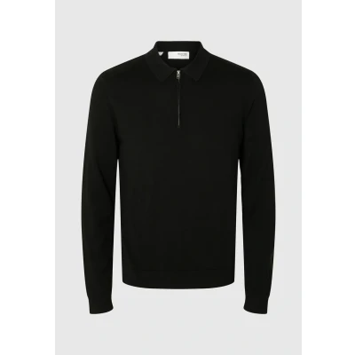 Abbildung von Selected Homme Slhberg LS HALF ZIP NOOS Strickpullover, Herren, Größe: Small, Black