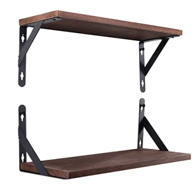 Abbildung von AGM Wandregal 2er Set, Schweberegale 42.5cm x 15cm Hängeregal rustikales Holz Regal Wand Dekor, Funktionales für Küche Büro Badezimmer Schlafzimmer Wohnzimmer Waschküche