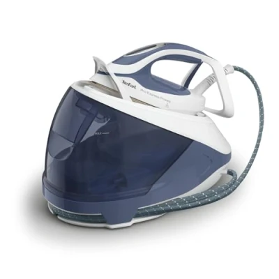 Abbildung von Tefal GV9225 Pro Express Protect Dampfbügelstation 7,6 Bar Dampfdruck variable Dampfmenge: 140 g/Min. Dampfstoß: 550 Anti Kalk Kollektor vertikale Dampffunktion Blaugrau/Weiß