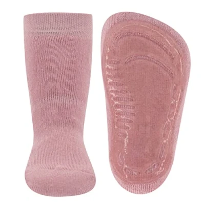 Abbildung von EWERS Stoppersocken SoftStep Uni, Socken mit Anti Rutsch Sohle für Jungen und Mädchen, 1 Paar rutschfeste Kindersocken Gummisohle, Hell Wildrose (Rosa), Größe 25 26