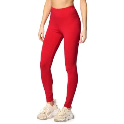 Abbildung von Merry Style Leggings Damen Baumwolle für das ganze Jahr Bequeme Blickdicht Ideal Yoga Sport Gym und Freizeit MS10 198 (Rot, M)