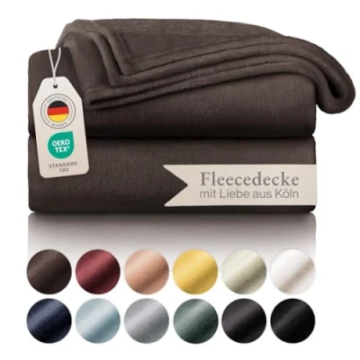 Abbildung von Blumtal Fleecedecke 270x230 cm Oeko TEX zertifizierte Kuscheldecke Wohndecke weiche Decke Couch als Wohn &amp; Wohnzimmer Dunkelbraun