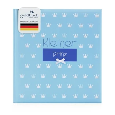 Abbildung von goldbuch 15088 Babyalbum Kleiner Prinz, 30 x 31 cm, Baby Fotoalbum Mit 58 weiße Blankoseiten &amp; 4 illustrierten Seiten und Pergamin Trennblättern, Kunstdruck Relieflack, Accessoires, Blau