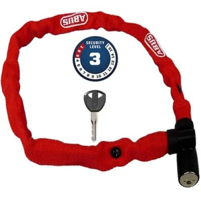 Abbildung von ABUS Kettenschloss 1500 Web Fahrradschloss aus Spezialstahl 4 mm dicke Rundkette Sicherheitslevel 3 60 cm Rot