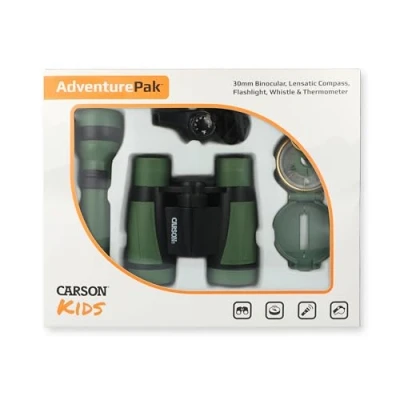 Abbildung von Carson HU 401 AdventurePak Outdoor Entdeckerset für Kinder mit Fernglas, Kompass, Taschenlampe, Signalpfeife, Thermometer