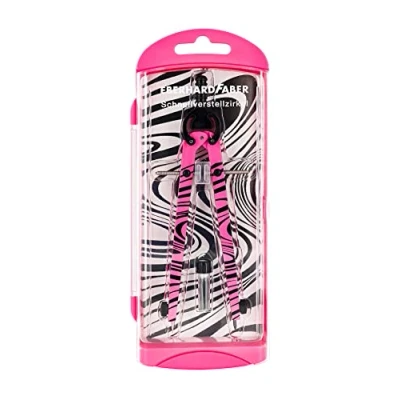 Abbildung von Eberhard Faber 571701 Schnellverstellzirkel neon pink, Zirkel Set mit Ersatzteilen und Zirkelminen