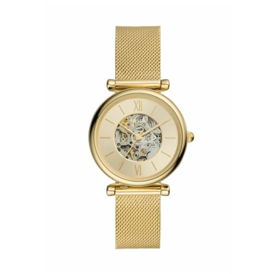 Abbildung von Fossil Damenuhr Carlie Automatikwerk Milanaise Edelstahl goldfarben, ME3250