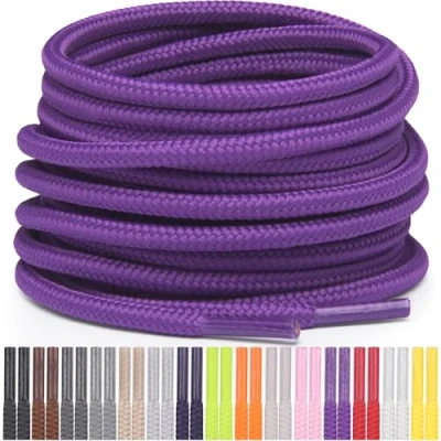 Abbildung von Miscly Schnürsenkel Rund Reißfest für Sportschuhe, Sneaker und Stiefel, Ø 4 mm (114 cm, Violett)