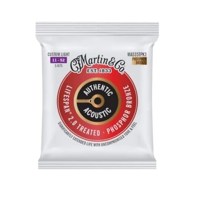 Abbildung von Martin Strings MA535T Lebensdauer 2.0 Phos Bronze 3er Pack Custom Light 11 52