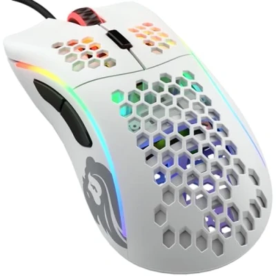 Abbildung von Glorious Gaming Model D Wired Mouse superleichtes Wabendesign mit 68 g, RGB Beleuchtung, ergonomisch, Pixart 3360 Sensor, Omron Schaltern, PTFE Füße, 6 Tasten Mattweiß