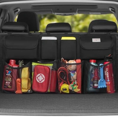 Abbildung von SURDOCA Auto Kofferraum Organizer für SUV, [7 Mal AKTUALISIERT] Kofferraumtasche, Autozubehör Innenraum, Platzsparexperte, Schwarz L