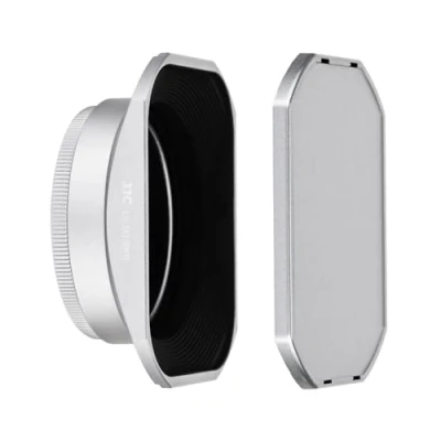 Abbildung von JJC Silber Sonnenblende und Filteradapter für Fujifilm X100VI, X100V, X100F, X100T, X100S, X100 X70 Kameras Rückseitiges Anbringen an Objektiv