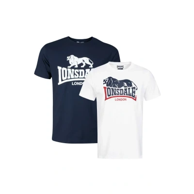 Abbildung von Lonsdale Herren T Shirt Normale Passform Doppelpack LOSCOE, White/Navy 4XL, 113975