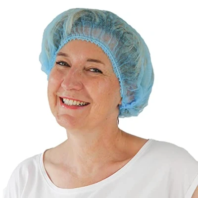 Abbildung von ARNOMED Haarnetz, OP Haube aus Einwegstoff Blau, Einweg Haarnetze 100 Stk für die Küche oder Zahnarzt, Hygienezubehör Medizin, Kopfhauben 52cm, Haarnetz Männer/Frauen, Hair Cover