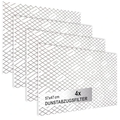 Abbildung von com four® 4x Dunstabzugsfilter für Dunstabzugshaube mit hoher Filterleistung 1 mm Flachfilter Universal Zuschneidbar Sättigungsanzeige 100% kompostierbar 57 x 47 cm (Mit Indikator 4 Stück)