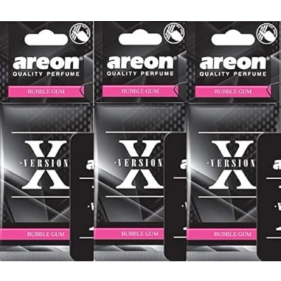 Abbildung von Areon x Auto Lufterfrischer Bubble Gum Duft Autoduft Kaugummi Schwarz Hängend Aufhängen Anhänger Spiegel Parfüm Erfrischer Duftspender Pappe 2D Wohnung Büro Set ( Bubblegum Pack 3 )