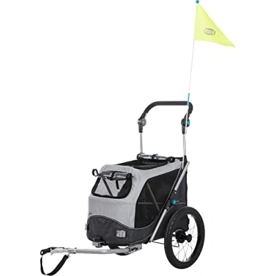 Abbildung von TRIXIE Hundeanhänger für das Fahrrad 46 x 50 67 cm bis zu 22 kg reflektierender Hundefahrradanhänger mit praktischer Schnellfaltfunktion integriertem Kissen und Leine, 12796