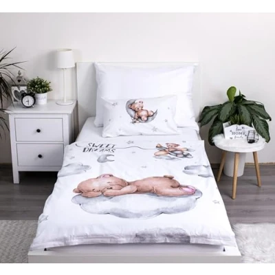 Abbildung von Theonoi Kinderbettwäsche 100x135 Kleinkinder Baby Bettwäsche Babybett Babybettwäsche Set Bettbezug aus Baumwolle Öko Tex Standard für Jungen und Mädchen Bär Teddy