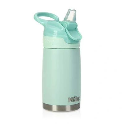 Abbildung von Nuby Thirsty Kids Flip It Reflex Reisebecher, Edelstahl, 284 ml, Aqua, Minze