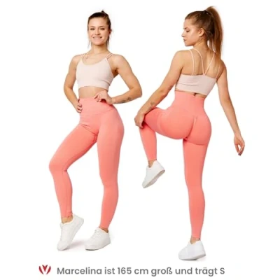 Abbildung von Bellivalini Sport Leggings Damen High Waist Po Push Up Gym Fitness BLV50 255 (Rosa, M)