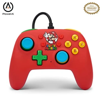 Abbildung von Der kabelgebundene PowerA Nano Controller für Nintendo Switch Mario Medley, OLED Modell, Gamepad, Game Controller, Offiziell Lizenziert