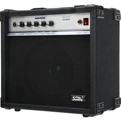 Abbildung von Soundking AK20BA Bassverstärker 20 Watt RMS 4 Band Equalizer 8&quot; Speaker Kopfhörerausgang &amp; Pedalanschluss Idealer Combo Amp für Einsteiger mit Extra robusten Schutzecken