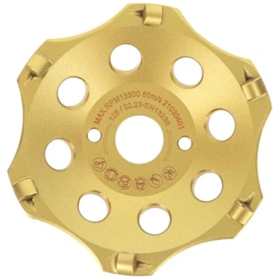 Abbildung von PRODIAMANT PKD Diamantschleiftopf 125mm x 22,2mm 6 Segmente Hochleistungs Schleiftopf für Winkelschleifer Ideal Beton, Estrich &amp; harte Beschichtungen