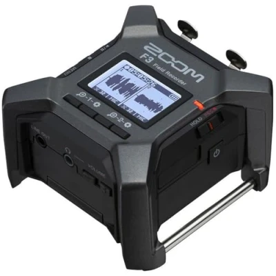 Abbildung von Zoom F3 Kompakter High End 2 Spur Fieldrecorder 192 kHz 32 Bit Float Aufnahme Dual AD Wandler XLR Eingänge professionelle Podcasts Interviews Live Aufnahmen anthrazit