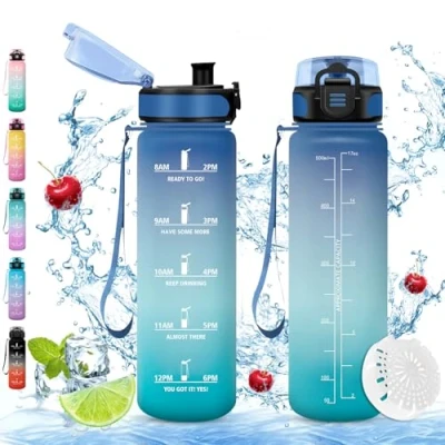 Abbildung von Vikaster Sport trinkflasche, 500ml BPA frei Trinkflasche Fahrrad, Auslaufsicher, Kohlensäure Geeignet, für Fitness, Schule, Kinder, Outdoor