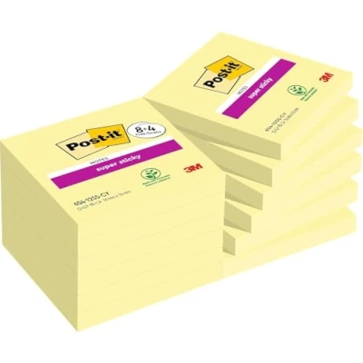 Abbildung von Post it Super Sticky Notes, Vorteilspackung mit 12 Blöcken, 90 Blatt pro Block, 76 mm x Extra stark klebende Notizzettel