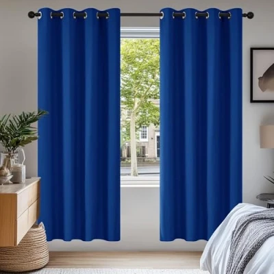Abbildung von Deconovo Vorhang Verdunkelungsvorhang Kälteschutz Gardinen Wohnzimmer Blickdicht, 175x140cm(HöhexBreite), Königsblau, 2er Set