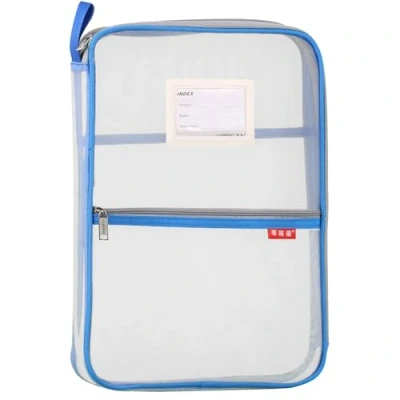 Abbildung von A4 Dokumententasche, Reisetasche aus Netzstoff, Datei Taschen, mit Reißverschluss, Nylon, besonders leicht, für Büro, Studenten, Reisen, Blau