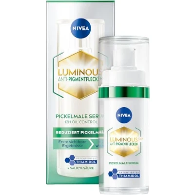 Abbildung von NIVEA Serum gegen Pigmentflecken und Pickelmale, mattierende Gesichtspflege mit Salicylsäure für ebenmäßige Haut, Cellular LUMINOUS630® Anti Pickelmale (30 ml)