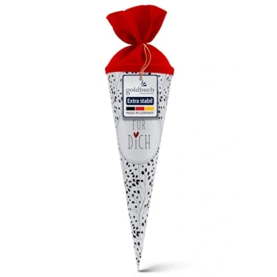 Abbildung von goldbuch 93 213 Wildblumen Schultüte in Weiß Motiv, Zuckertüte für Jungen und Mädchen, Geschenktüte aus Lackkarton mit Filzverschluss, Länge 35 cm, Durchmesser 11,5 cm