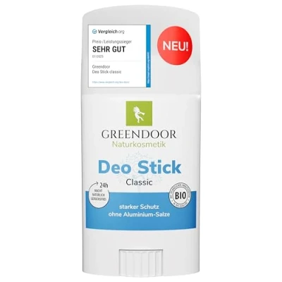Abbildung von GREENDOOR Deo Stick classic 52g, Deostick ohne Aluminium, langer &amp; starker Schutz, Deodorant dezenter Duft, hygienische Kunststoffhülse mit Drehmechanismus, unisex Herren woman Männer Deostift vegan
