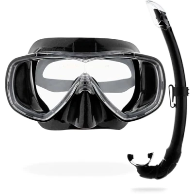 Abbildung von Cressi Onda Mare Schnorchelset Maske und Schnorchel Mexico, Schwarz/Schwarz, Einheitsgröße, Erwachsene Unisex