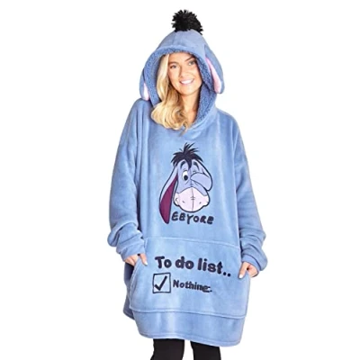Abbildung von Disney Oversize Pullover Damen, Lilo und Stitch Kuschel Kapuzenpullover Damen Teenager Geschenke für Frauen (Blau Eeyore)