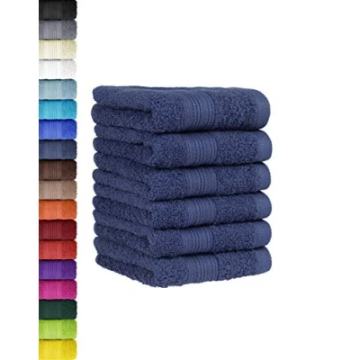 Abbildung von BaSaTex 6er Pack Handtuch Set für Gäste Handtücher mit Aufhängeschlaufe aus weicher Baumwolle in 30x50 cm Gästetücher die Händereinigung Öko Tex Standard 100 Zertifiziert Navy