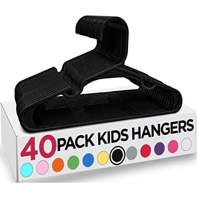 Abbildung von Utopia Home (40 Pack, Schwarz) Kinderkleiderbügel aus Kunststoff Babykleiderbügel für Kinderzimmer und Kleiderschrank Haltbare schlanke Platzsparende Kleiderbügel