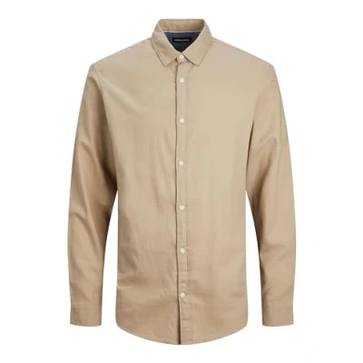 Abbildung von Jack &amp; Jones Herren Hemd Jjegingham Twill Shirt L/S Noos, Crockery/Detail:/Solid/Slim Fit, M