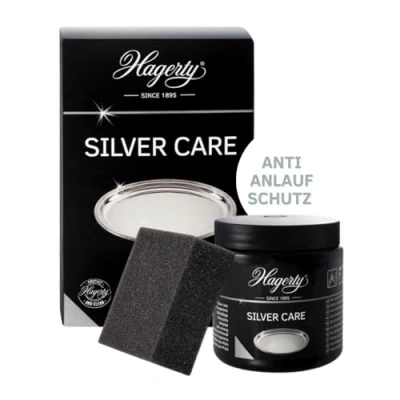 Abbildung von Hagerty Silver Care Silber Paste 185 g I Effiziente Polierpaste zur Reinigung &amp; Pflege von versilbertem Metall Silberputzmittel für angelaufene Silberwaren Teller Tabletts inkl Schwamm