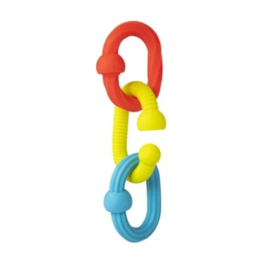 Abbildung von Fat Brain Toys Little Brainies Plip Grips Buntes Silikonspielzeug mit verschiedenen Texturen, die sich zusammensetzen und trennen sensorisches Spielzeug für Babys Beißringe