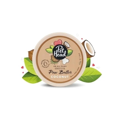 Abbildung von Pet Head On All Paws Kokospfotenbutter Feuchtigkeitsbalsam für Hundepfoten Beruhigt und pflegt Pfoten Nasen Professionelle Pflege Sanfte Formel Hunde Welpen 40g